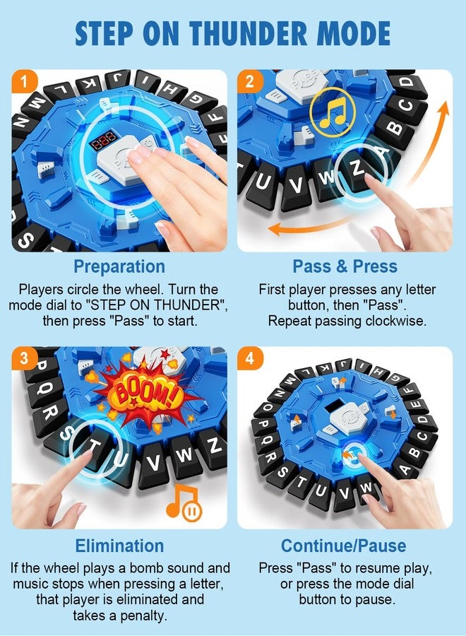 Humzo Word Game Family Board Games with Display Timer and 2 Modes, The Fast-Paced 24 Letters Pressing Games, Learning Word Game for Kids & Adults, 2-8 Players, 15-20 Minute Play Time - Image 4